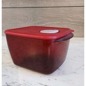 Vintage Tupperware Rock-n-Serve 6 1/4 Cup Deep Microwave Container Red 3384A